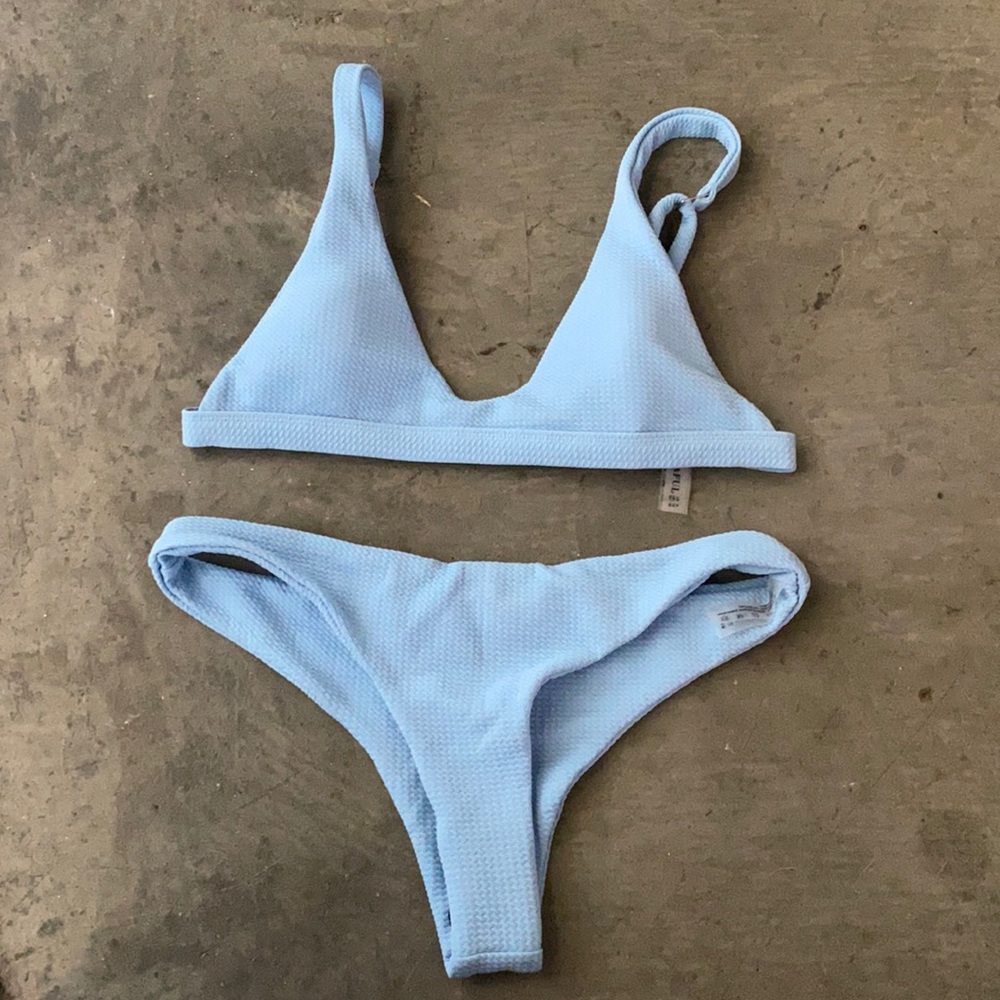 Baby Blue Bra Top Thong Bikini